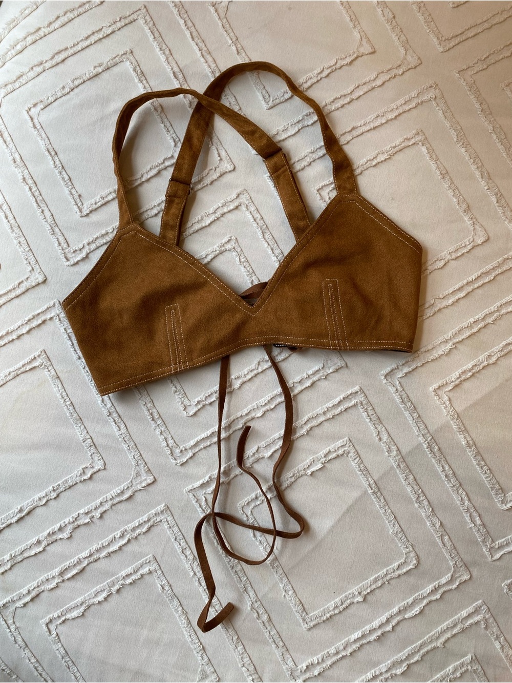 Dolls Kill Brown Suede Harness Halter Top with Corset Back - Halloween Costume